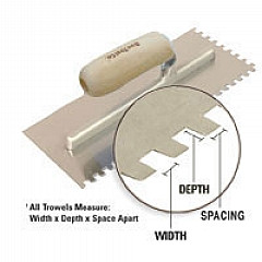 Bon Tool 14-221-B10 Notched Trowel - 3/8" Square - Wd"