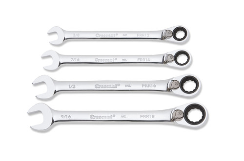 Crescent FRR4 4 Piece Reversible Ratcheting Combination Wrench Set, SAE