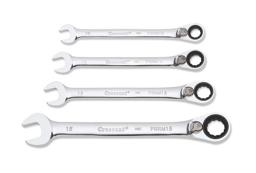 Crescent FRRM4 4 Piece Reversible Ratcheting Combination Wrench Set, Metric