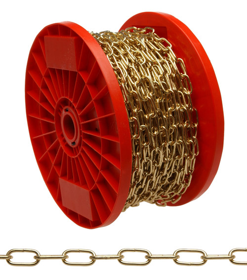 Campbell 0711017 #100 Hobby/Craft Oblong Decorator Chain, Brass Plated, 197' per Reel