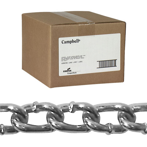 Campbell 0322014 2/0 Twist Link Machine Chain, Bright, 100' per Carton