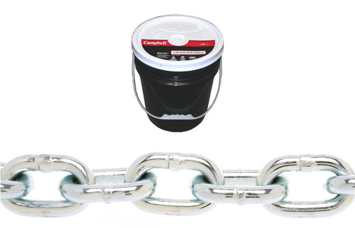 Campbell 0181623 3/8" Grade 43 High Test Chain, Blu-Krome, 75' per Round Pail