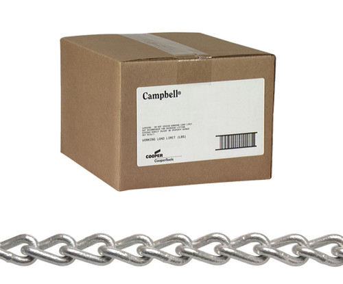 Campbell 0325034 5/0 Twist Link Machine Chain, Galvanized, 100' per Carton