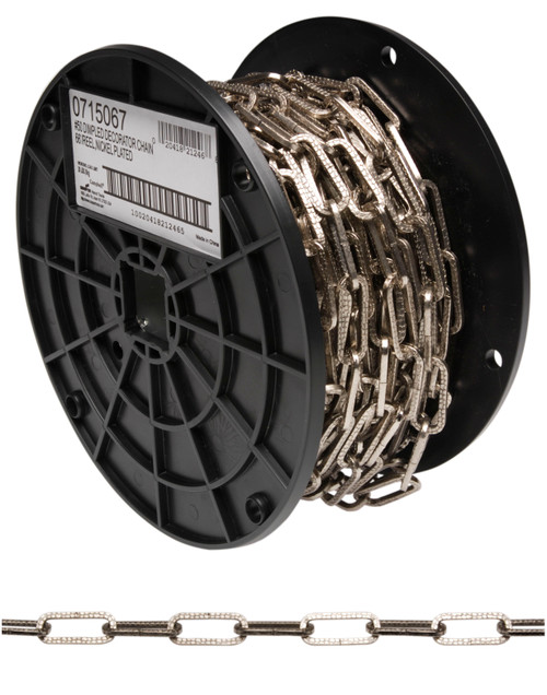Campbell 0715067 #50 Hobby/Craft Dimpled Decorator Chain, Brushed Nickel, 66' per Reel