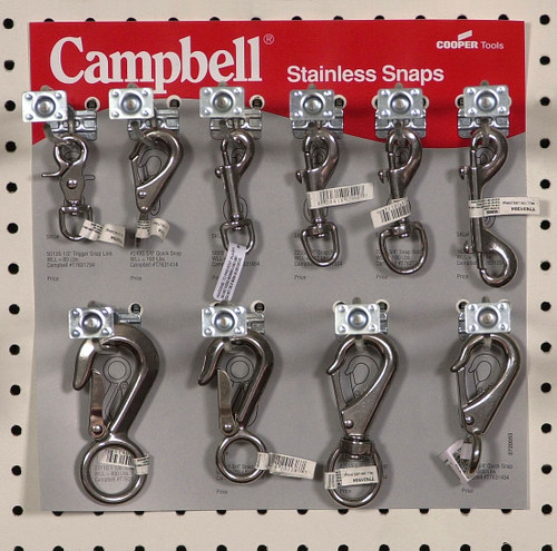 Campbell 0720053 Display, 12" x 12" Stainless Snaps Assortment