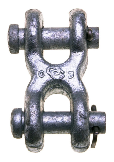 Campbell 3643301 3/8" Twin (Double) Clevis Link, Drop Forged Carbon Steel, Galvanized