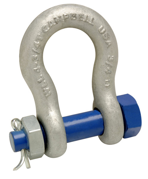 Campbell 5392835 1-3/4" Anchor Shackle, Bolt Type, Forged Carbon Steel, Galvanized, Bulk