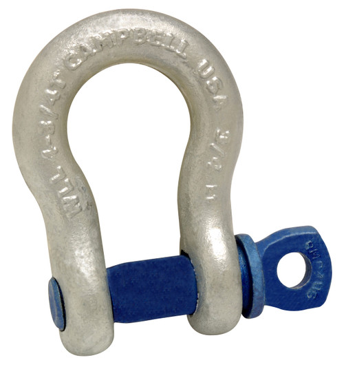 Campbell 5411835 1-1/8" Anchor Shackle, Screw Pin, Forged Carbon Steel, Galvanized, Bulk