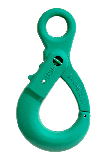 Campbell 5649095 5/8" Cam-Lok Self Locking Eye Hook, Grade 100, Painted Green, Bulk