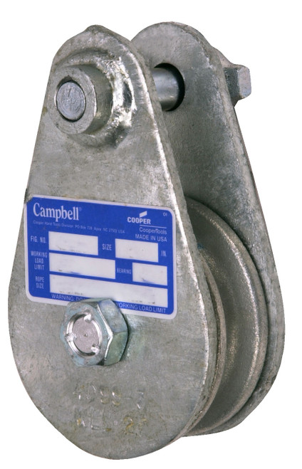 Campbell 7339755 4099NC, 3" Steel Drop Side WR Snatch Block, Bronze Bushed, Galvanized