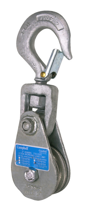 Campbell 7339794 4099V, 6" Steel Drop Side Snatch Block, Bronze Bushed, Galvanized