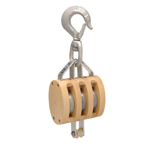 Campbell 7208534 3003G, 4" Triple, Regular Wood Shell Block, Bronze Bushed, Galvanized