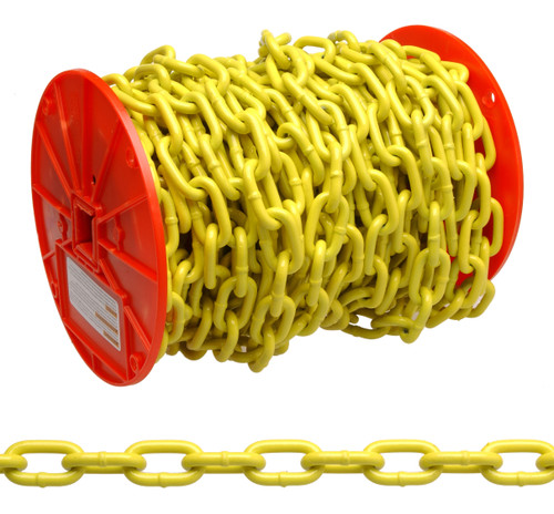 Campbell PD0725027 3/16" Grade 30 Proof Coil Chain, Yellow Polycoat, 100' per Reel