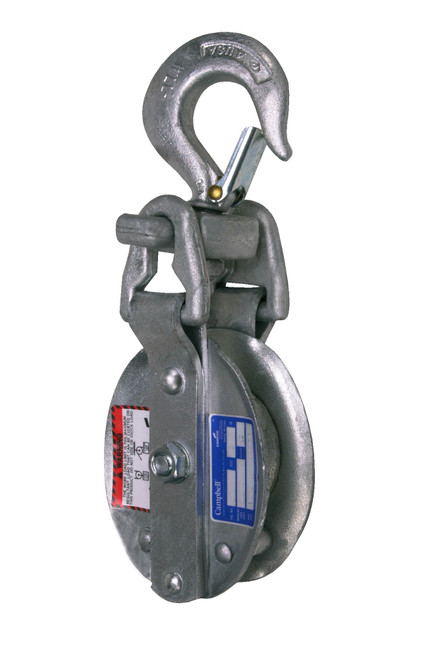 Campbell 7267196 3074V, 6" Steel Safety Locking Snatch Block, SL Bronze Bushed, Galv.