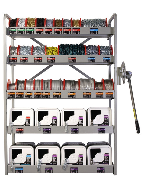 Campbell D0720141 Display, 4' Wide, Square Chain Pails, Chain and Cable Reels Assortment