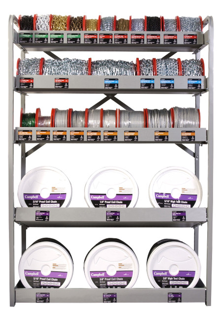 Campbell D0720144 Display, 4' Wide, Round Chain Pails, Chain and Cable Reels Assortment