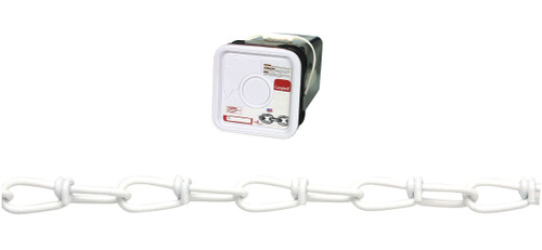 Campbell PA0752496 2/0 Inco Double Loop Chain, White Polycoat, 200' per Square Pail