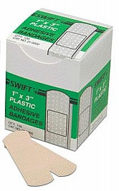 010050 Swift First Aid 1" X 3" Plastic Strip Adhesive Bandage (100 Per Box)
