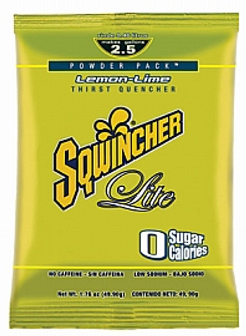 Sqwincher 1.76 Ounce Instant Powder Pack Lemon Lime Lite Electrolyte Drink - Yields 2 1/2 Gallons