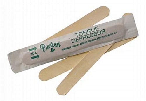 Hardwood Products Co 6" X 11/16" Puritan Individually Wrapped, Non-Sterile, Adult Tongue Depressor