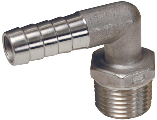 Dixon 1290604SS 1/4" MNPT x 3/8" 90 Deg Hose Barb 316SS