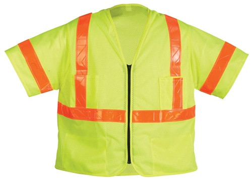 OK-1 OK-SVL3MO-04 ANSI Class III Zipper Surveyor Vest with Sleeves Size:4XL (56-64")