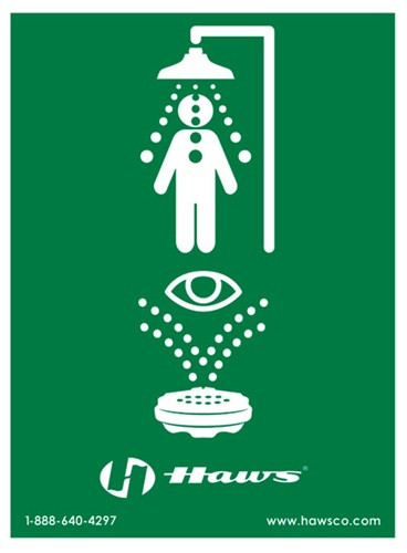 Haws SP178LG large vertical universal combination emergency shower and eyewash sign