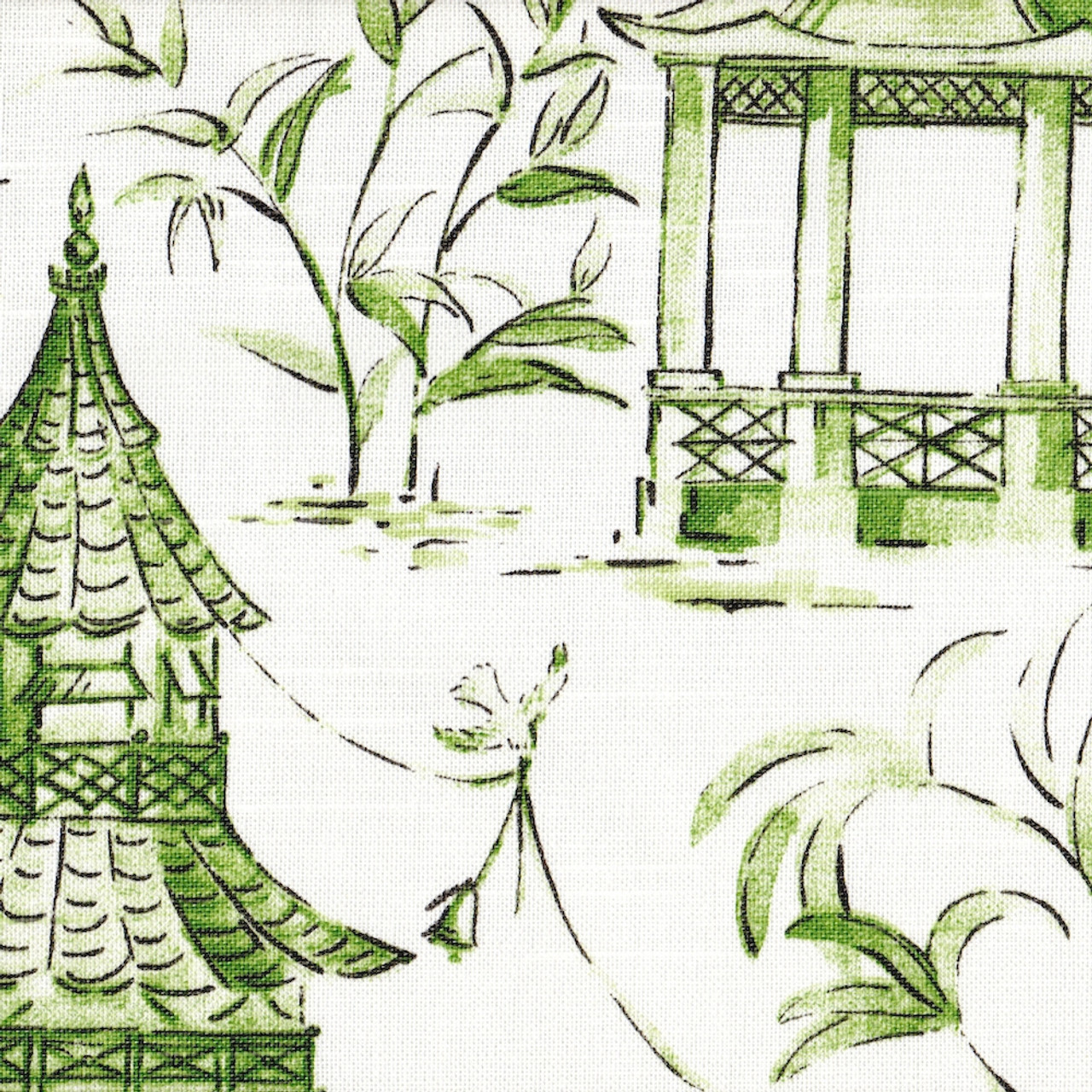Pillow Sham In Pagodas Jade Green Gray Oriental Toile Close To