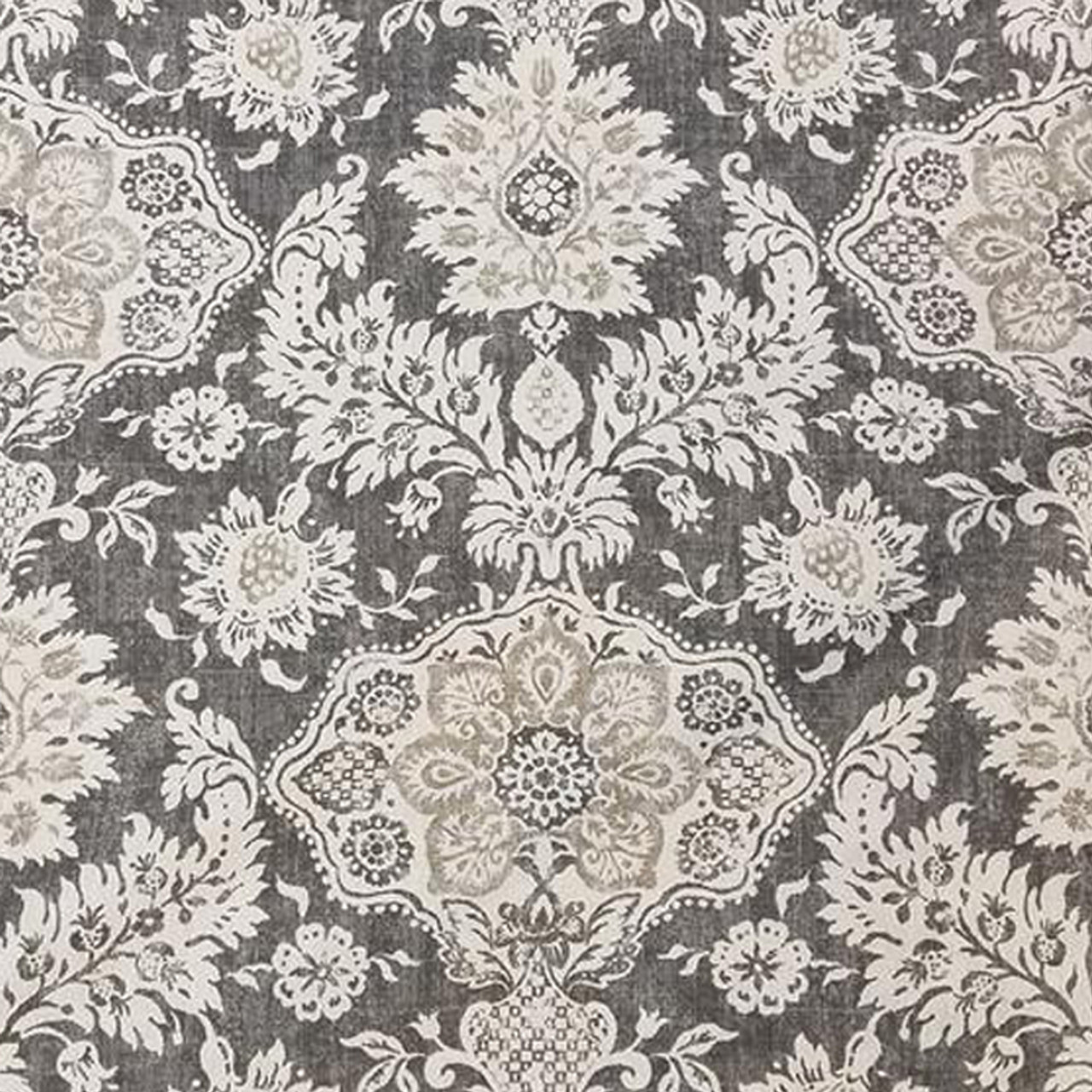Decorative Pillow In Belmont Metal Gray Floral Damask Close To