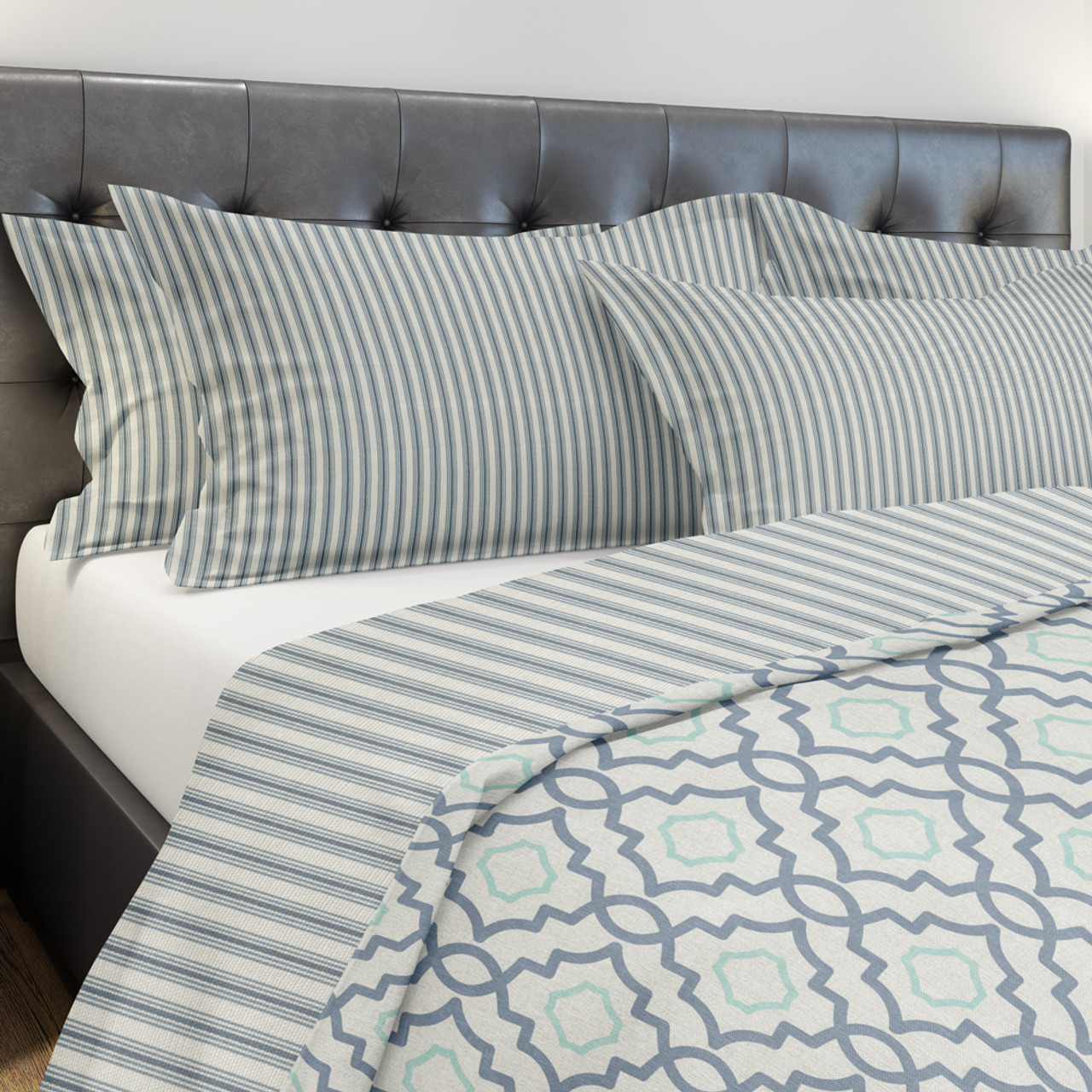 Pillow Sham In Cottage Navy Blue Stripe Close To Custom Linens