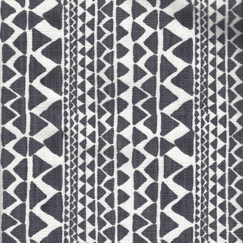 Mario Black Flame Geometric Dark Gray Slub Linen Tailored Valance, Lined 