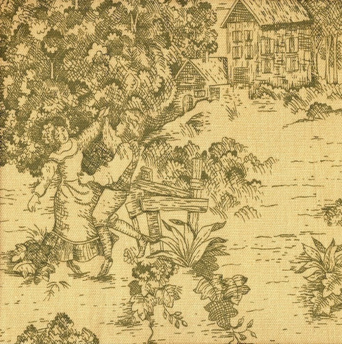 French Country Document Green Toile Shower Curtain