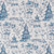 Pagodas Seaside Blue Oriental Toile Tailored Bedskirt