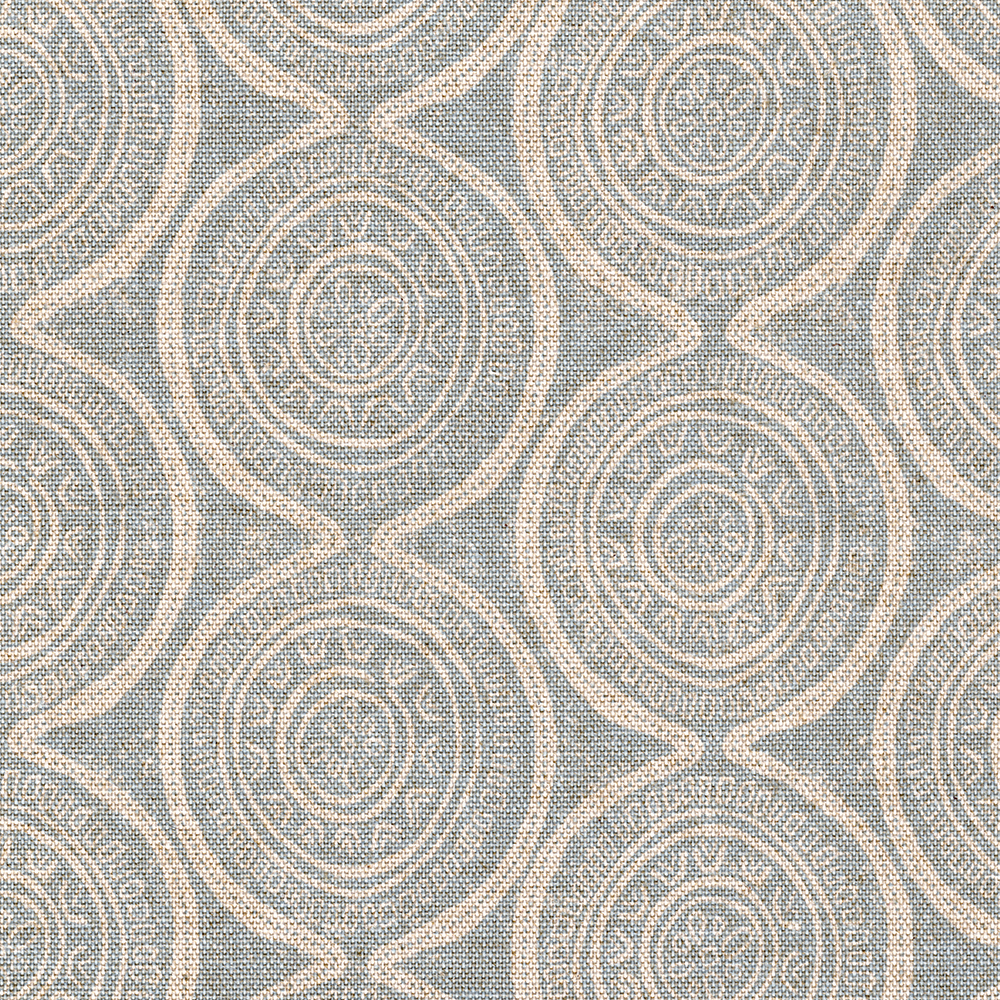 Tailored Tier Curtain Panels In Atlas Swedish Blue Geometric