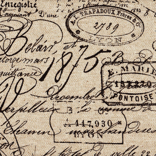 Shower Curtain In Document Fossil Brown French Script Close To