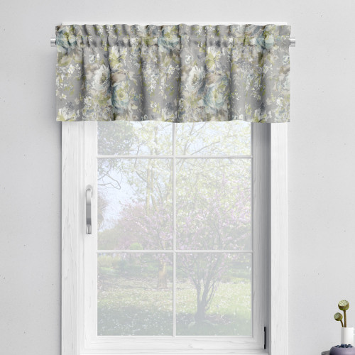 Tailored Valance in Macbeth Heather Gray Floral