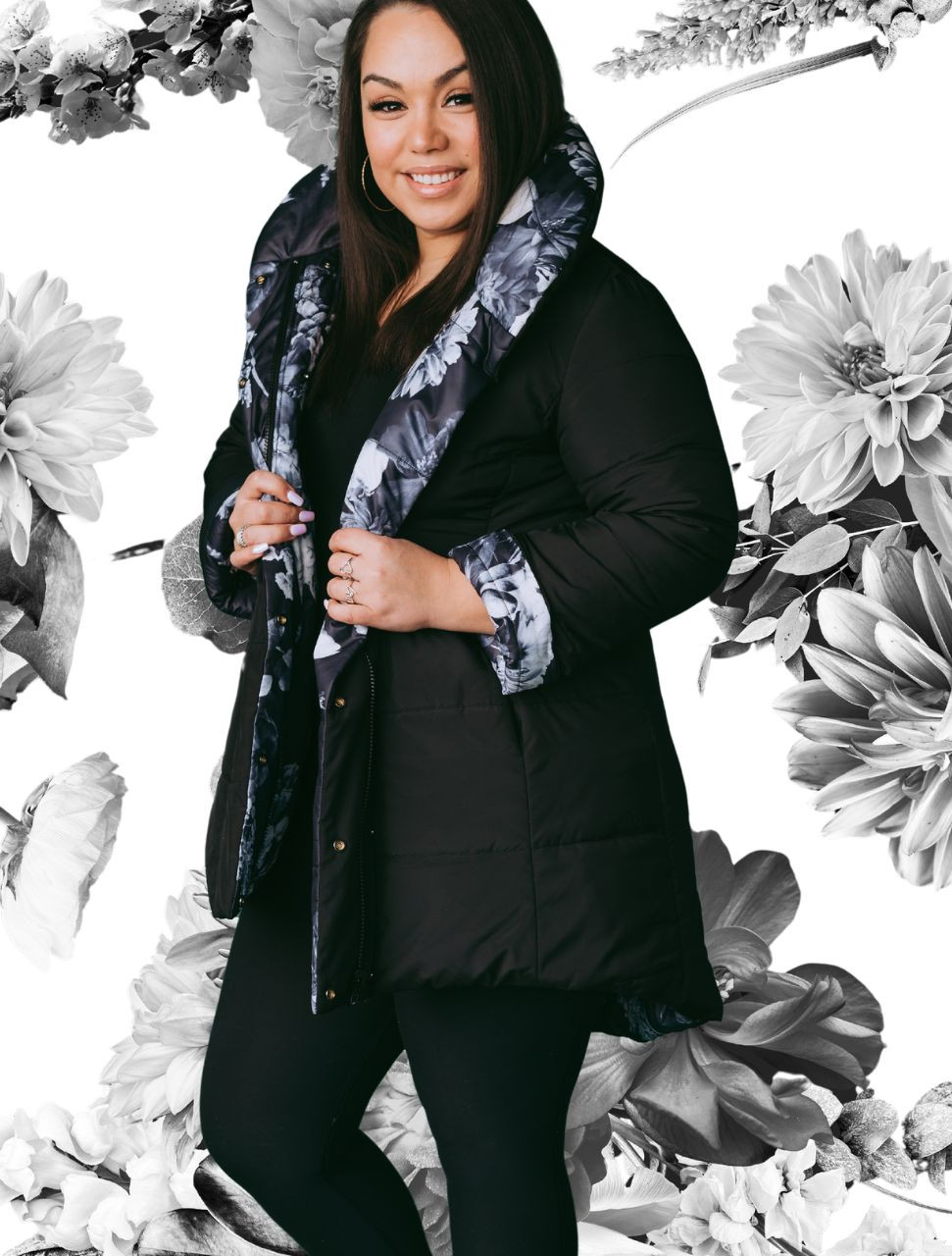 Reversible Puffer Coat - Midnight Garden - Coat de Fleur by Corks
