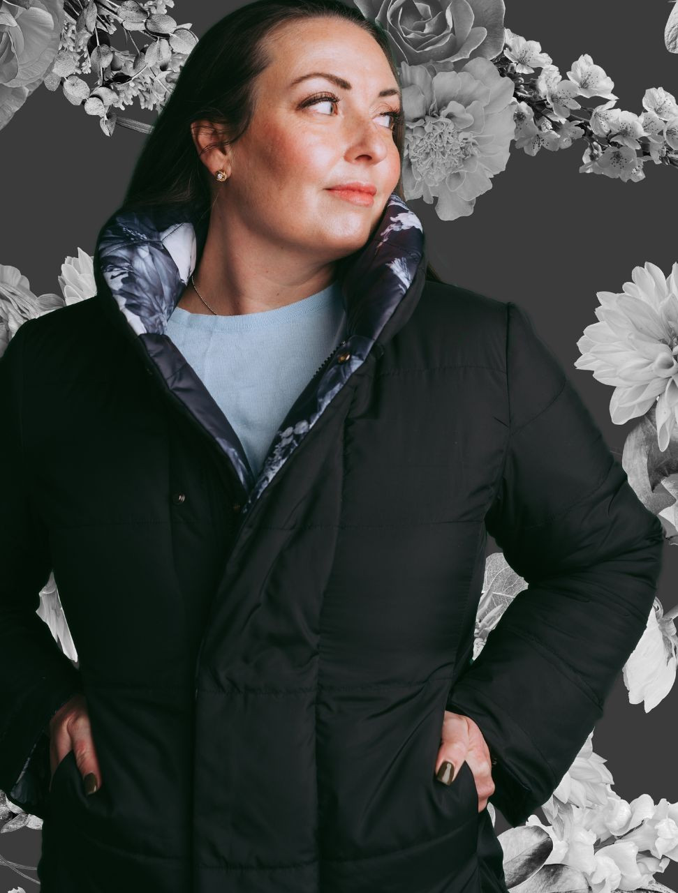 Reversible Puffer Coat - Midnight Garden - Coat de Fleur by Corks