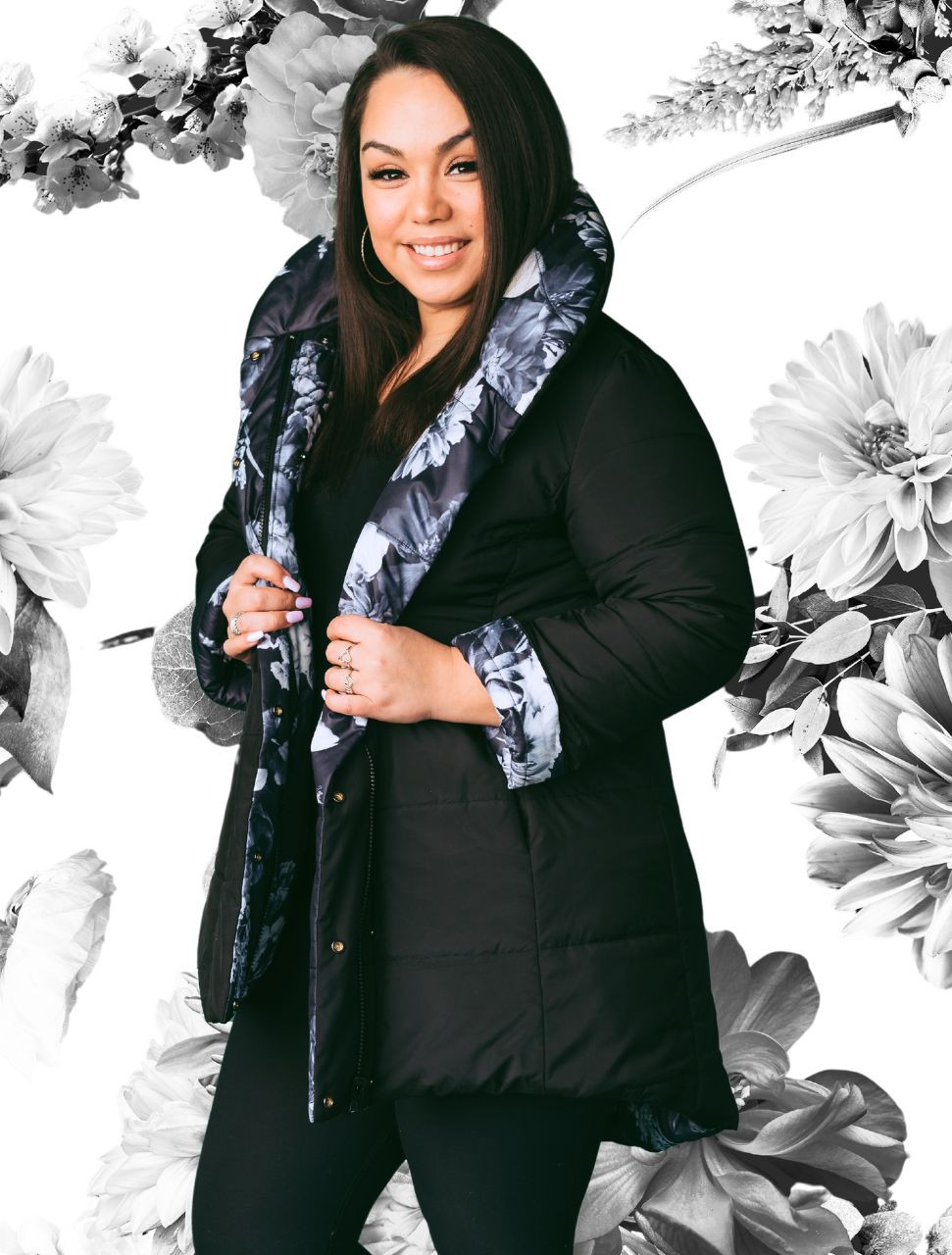 Reversible Puffer Coat - Midnight Garden - Coat de Fleur by Corks