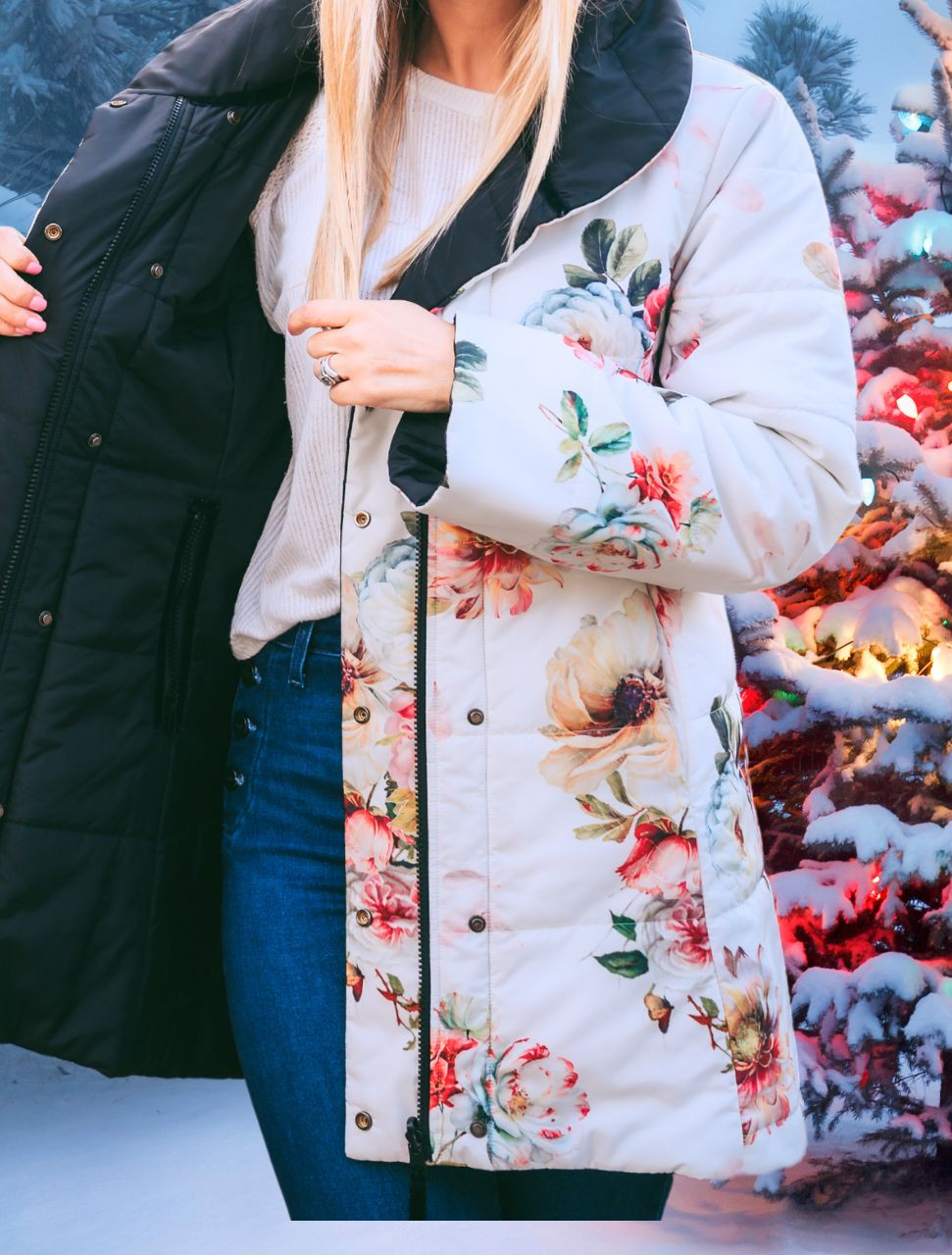 Coat de Fleur Reversible Puffer Coat - Chelsea Rose