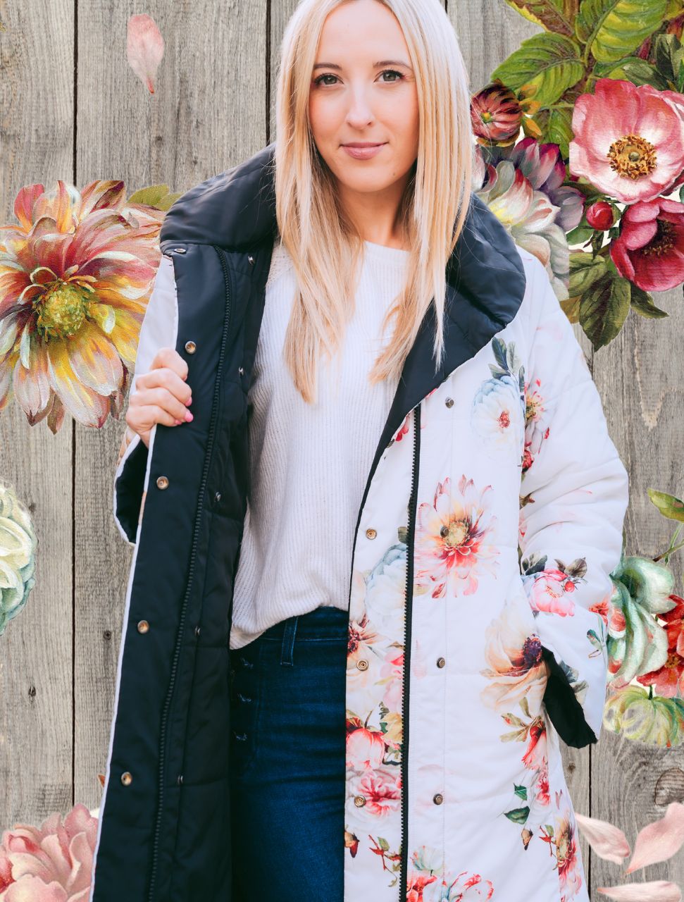 Coat de Fleur Reversible Puffer Coat - Chelsea Rose