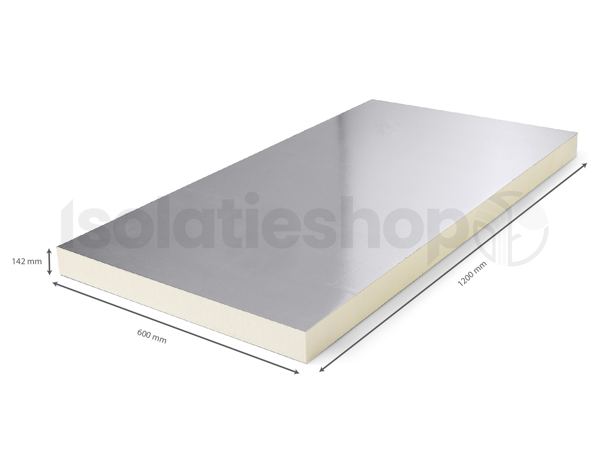 Idelco PIR 2-zijdig Aluminium 1200x600x140mm Rd:6.36 4pl/pak (=2,88 m²)