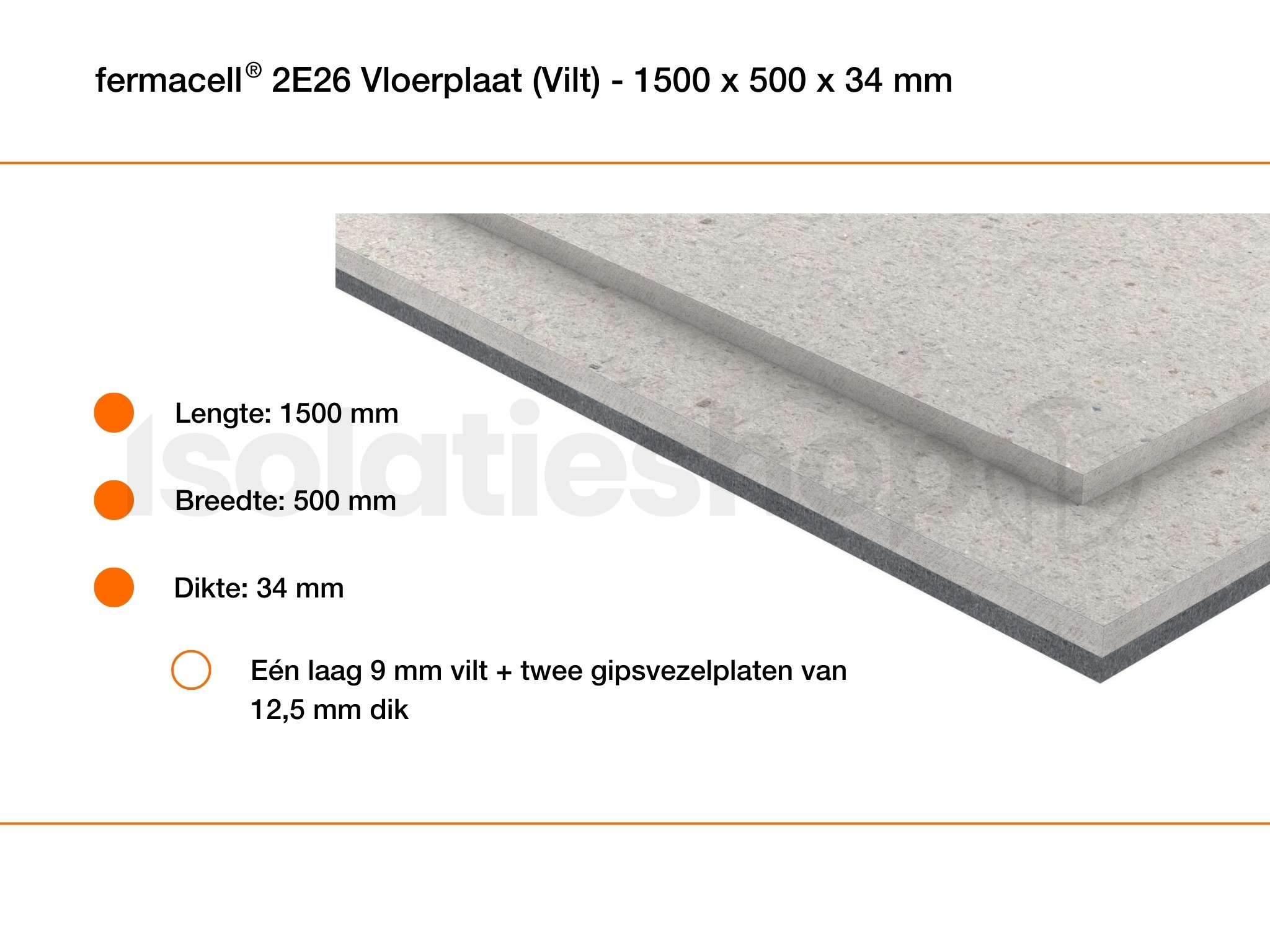 Fermacell 2E26 vloerplaat 1500x500x34mm (=0,75 m²)