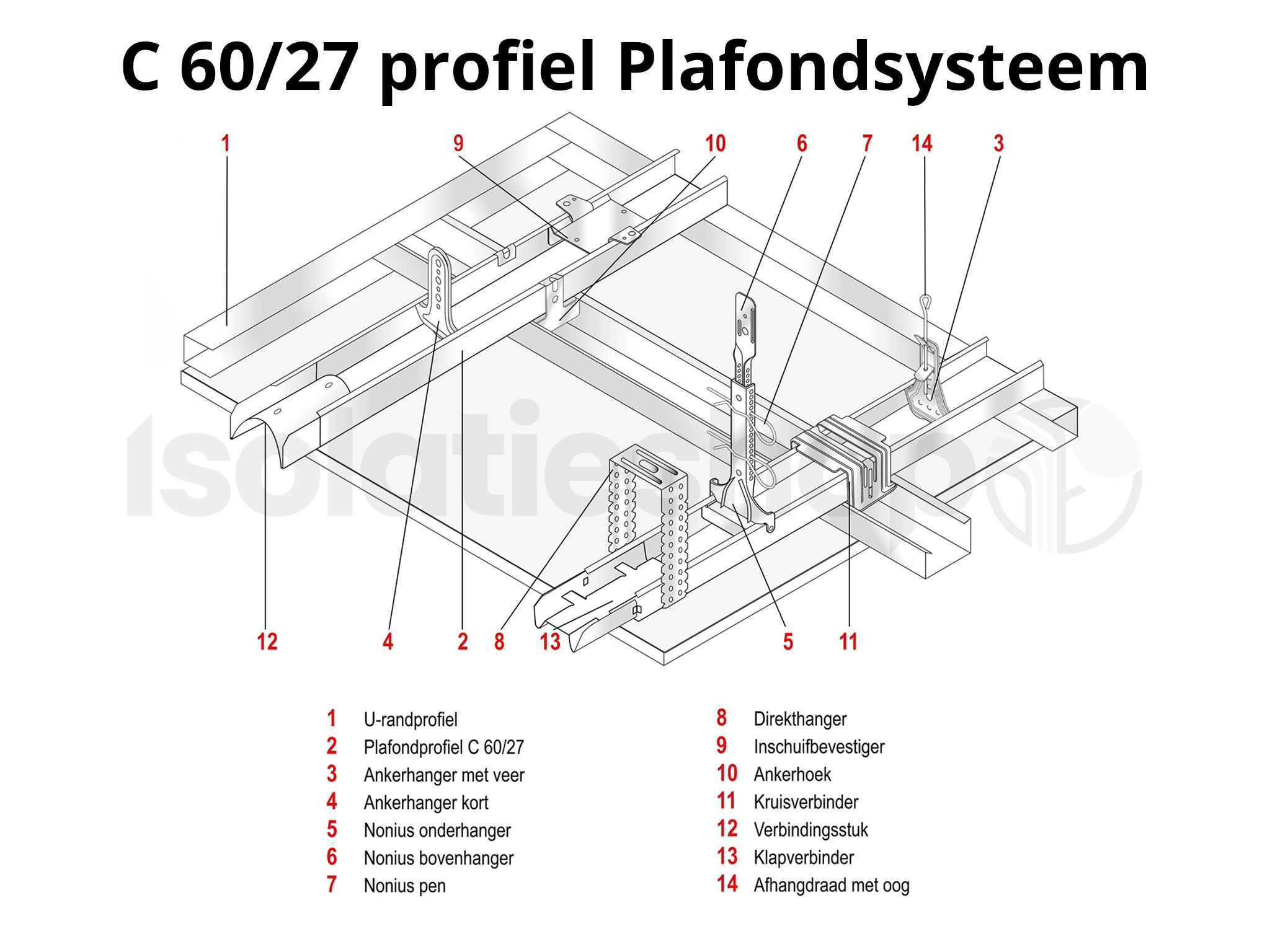 Metal stud Kruisverbinder C60/27 profiel (10 stuks)