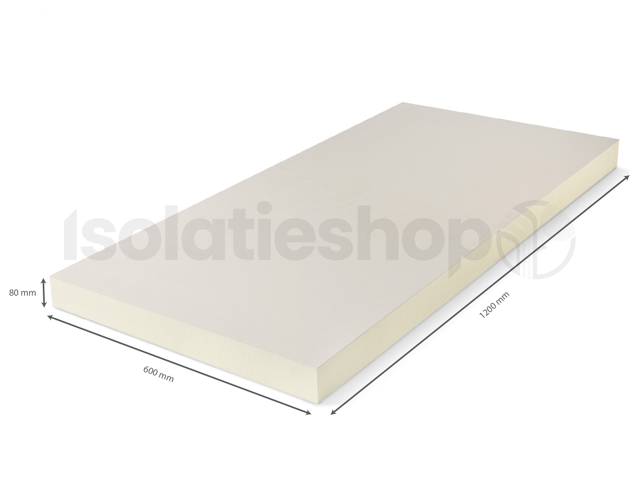 PIR 2-zijdig Glasvlies 1200x600x80mm Rd:3.05 6pl/pak (=4,32 m²)