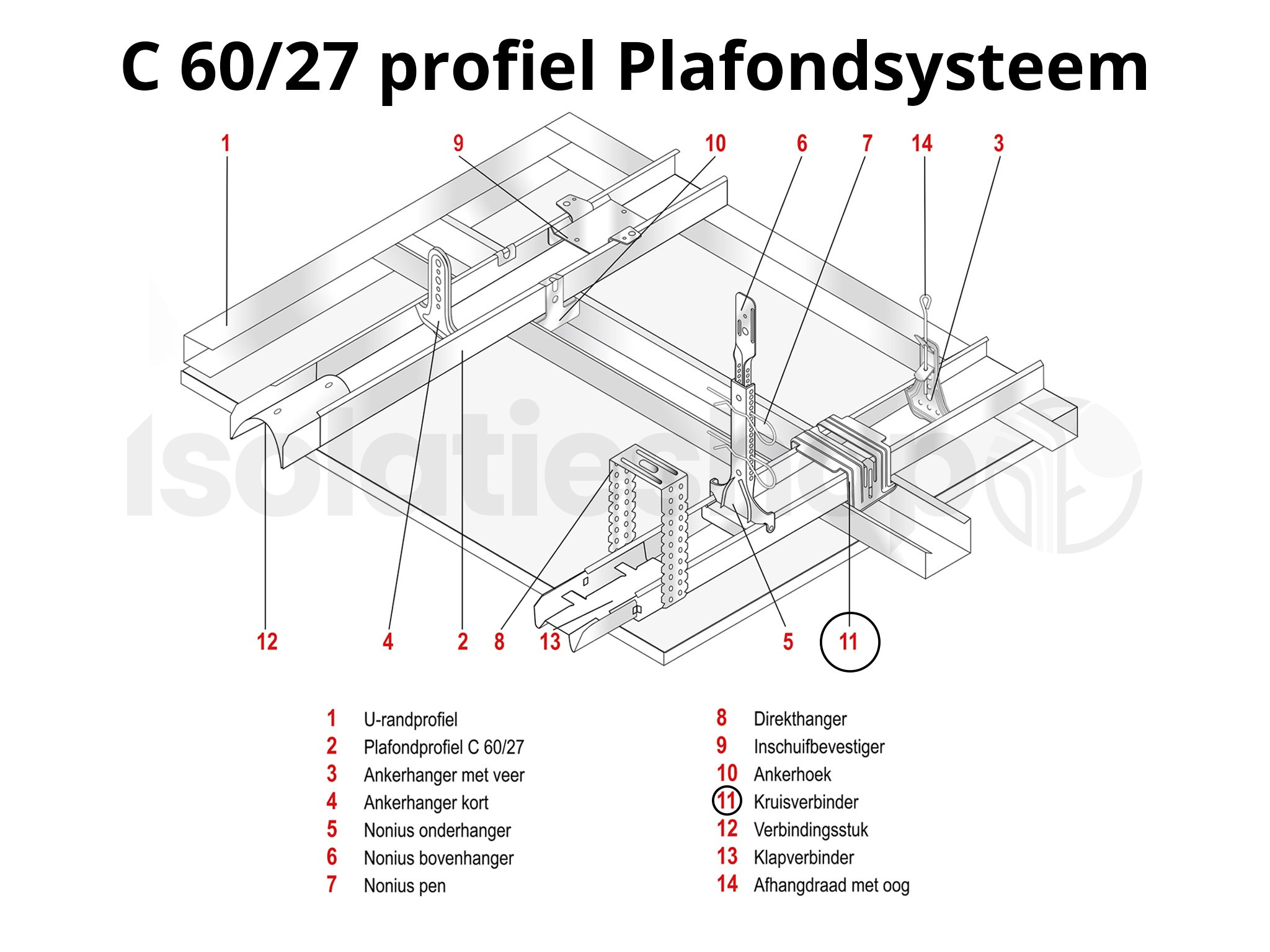 Metal stud Kruisverbinder C60/27 profiel (100 stuks)