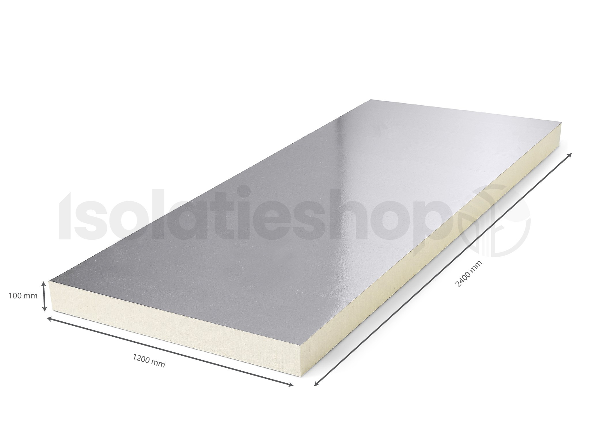 PIR 2-zijdig Aluminium 2400x1200x100mm Rd:4.54 (=2,88 m²)