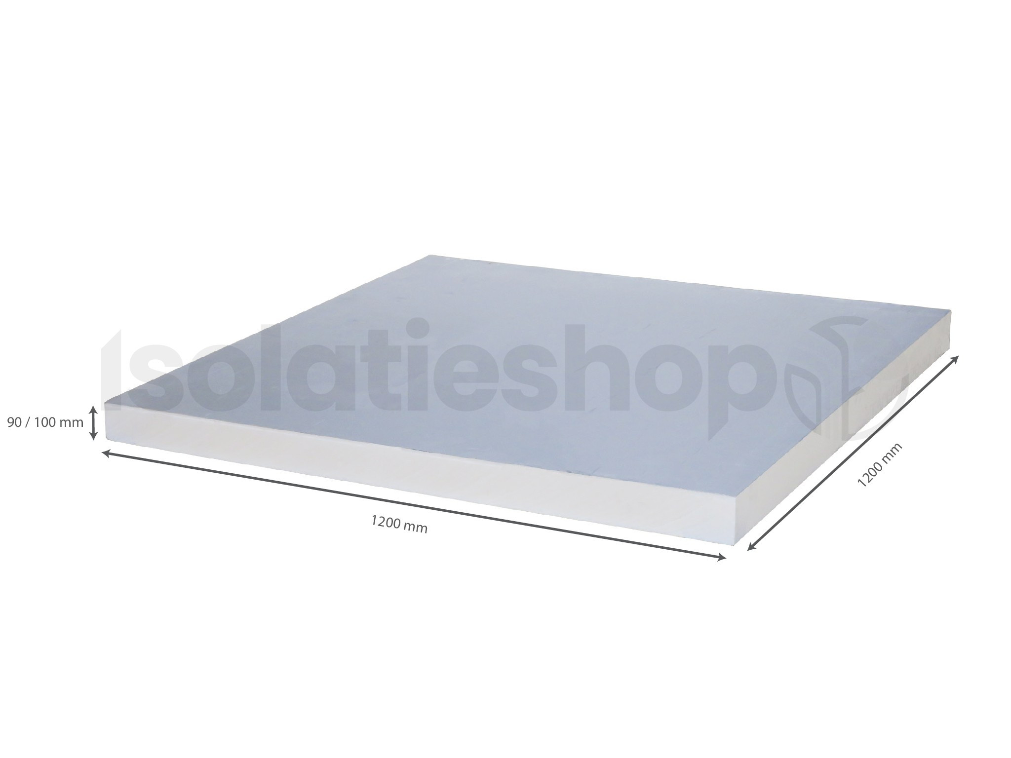 PIR afschot 2-zijdig aluminium 1200x1200x90/100mm Rd:4.28 (=1,44m²)