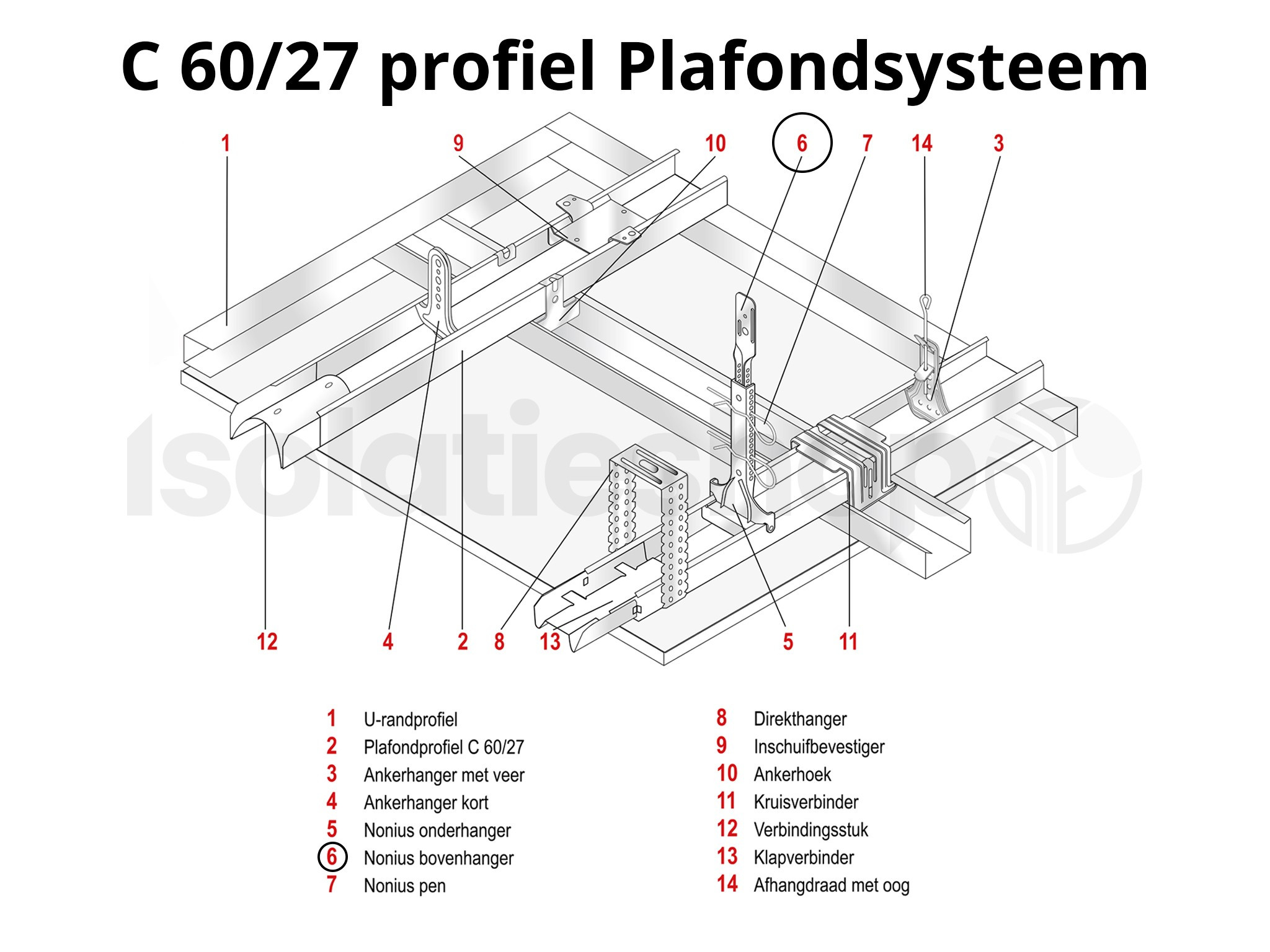Metal stud Nonius bovenhanger 540mm C60/27 profiel (10 stuks)