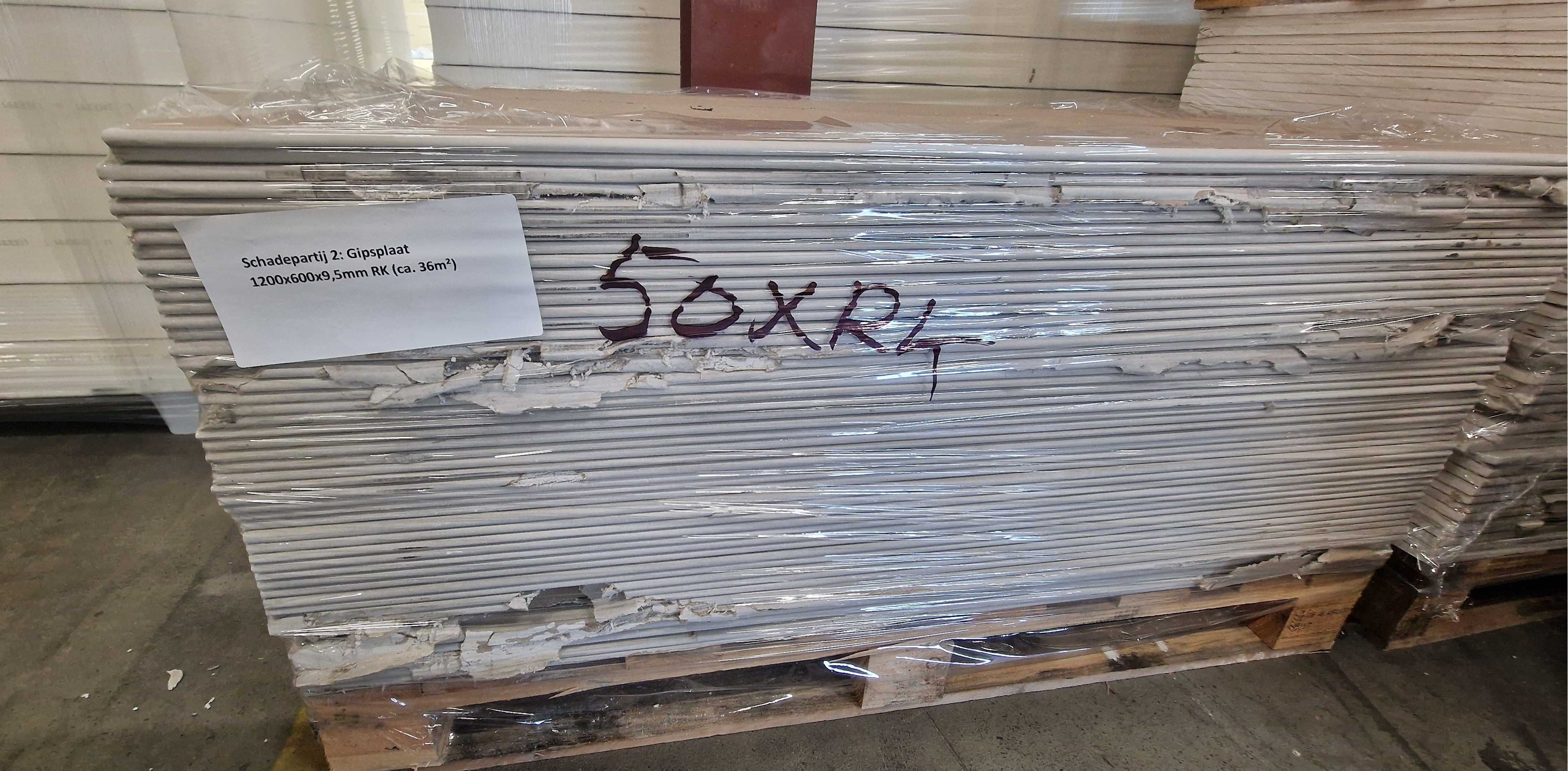 Schadepartij 2: Gipsplaat 1200x600x9,5mm RK (50x) (ca. 36m²)